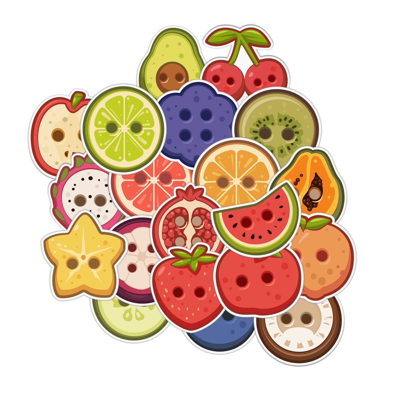 Fruits Button Stickers