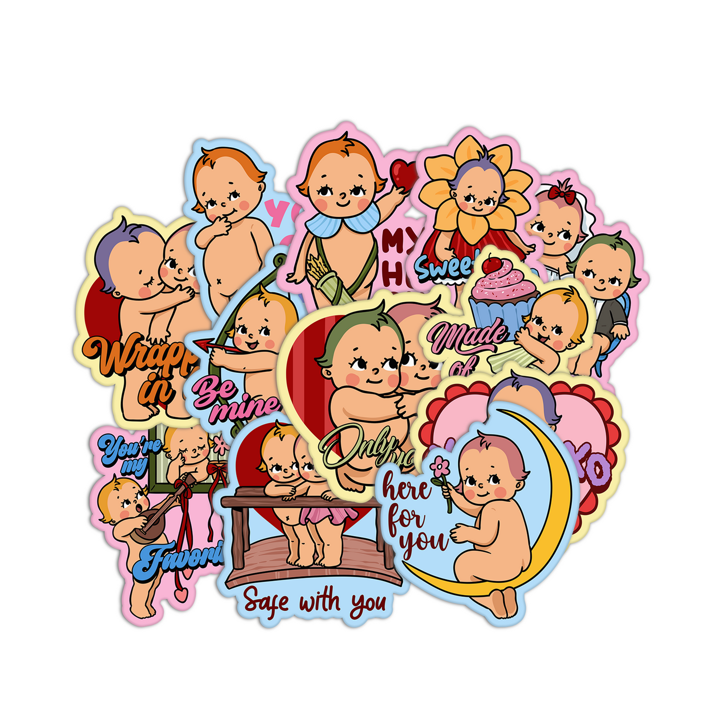 Retro Babies Valentines Sticker