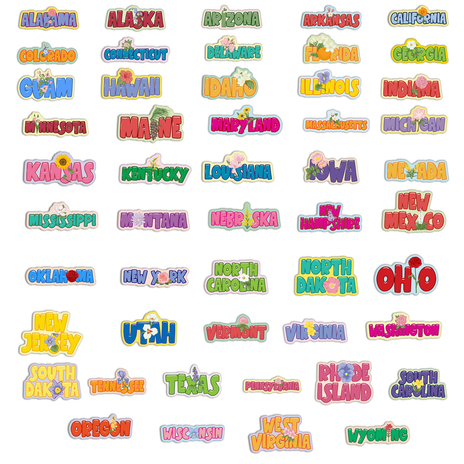 State Flower Stickers