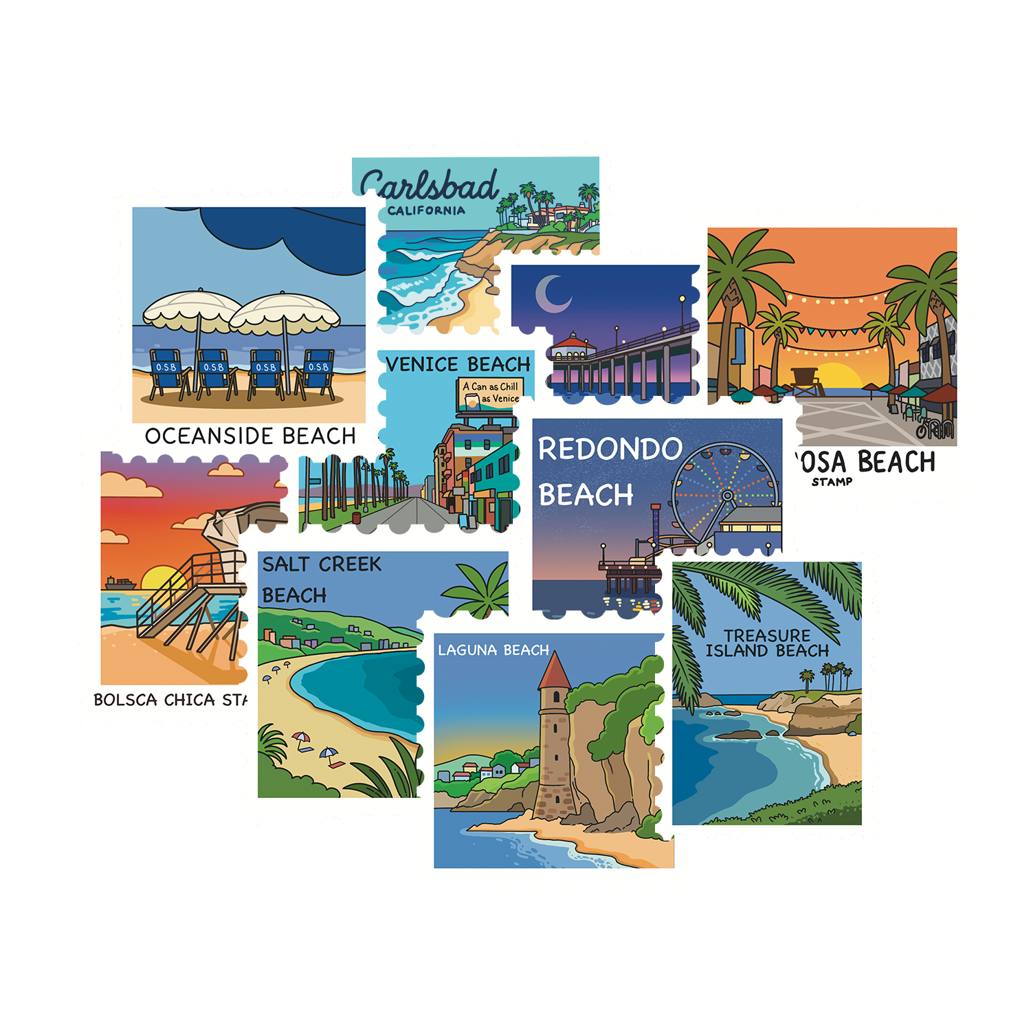 Beach Stamp Stickers