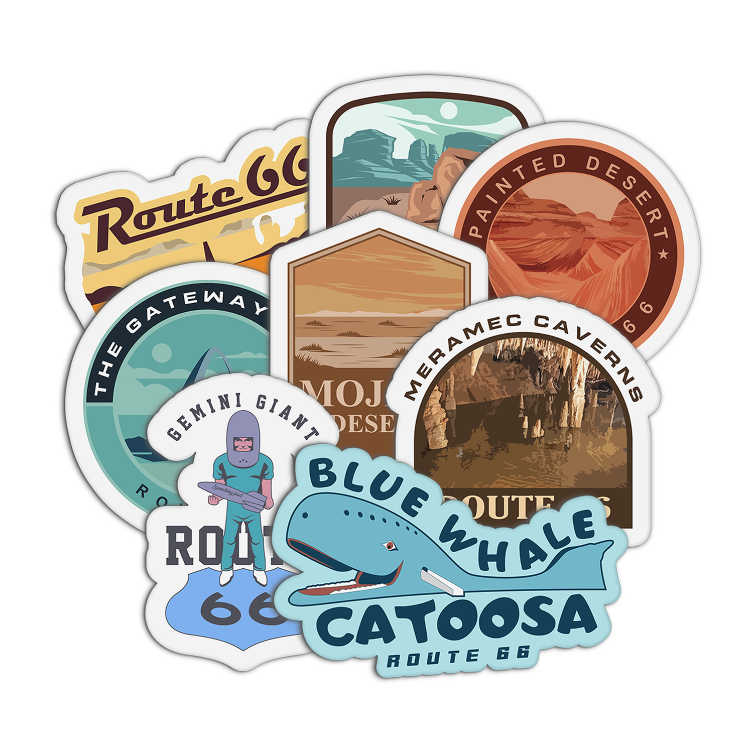 Travel Series Route 66 Stickers