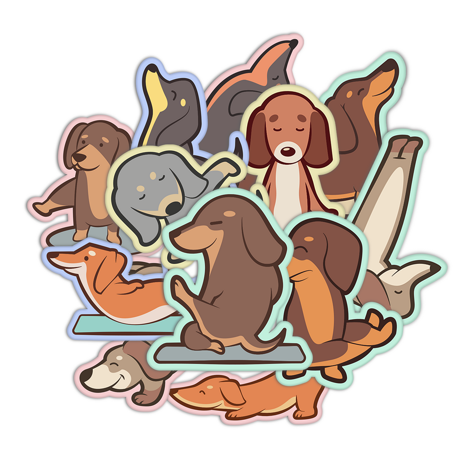 Yoga Dachshund Stickers