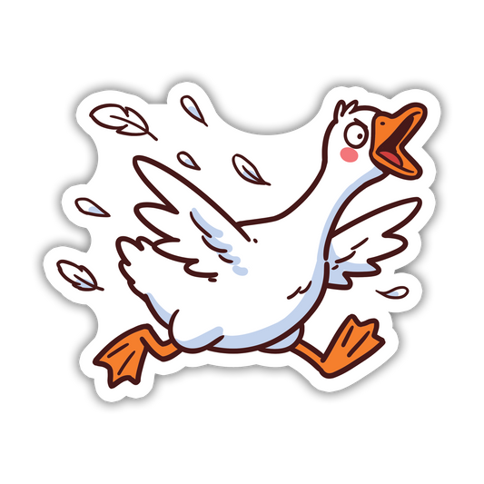 Cartoon goose sticker with a white background