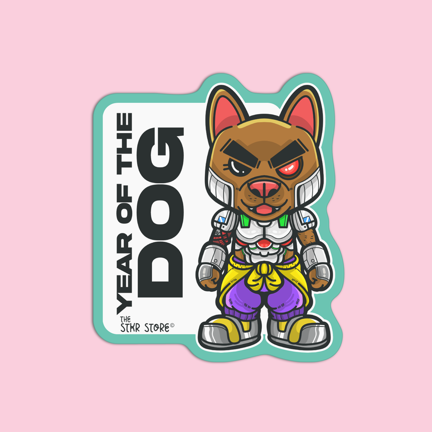 Year of the Dog Zodiac Cyber Punk Sticker