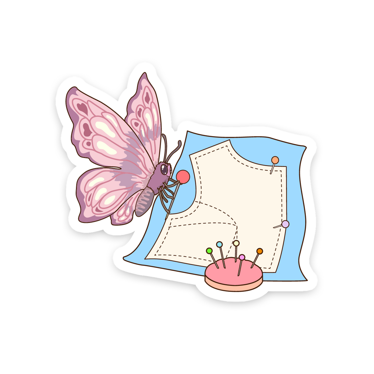 Butterfly Pinning Pattern - Sewing Animals Sticker