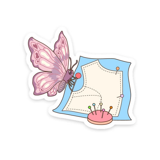 Butterfly Pinning Pattern - Sewing Animals Sticker