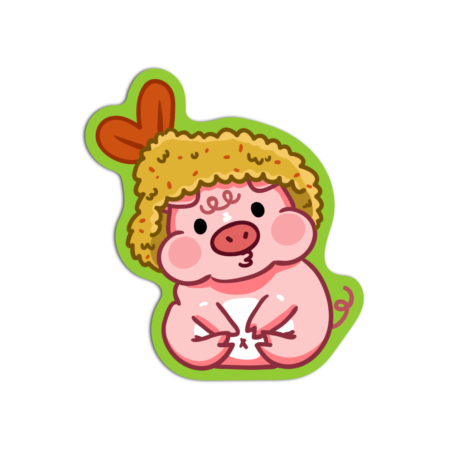 Cute Pig with a Tempura head dress Sticker