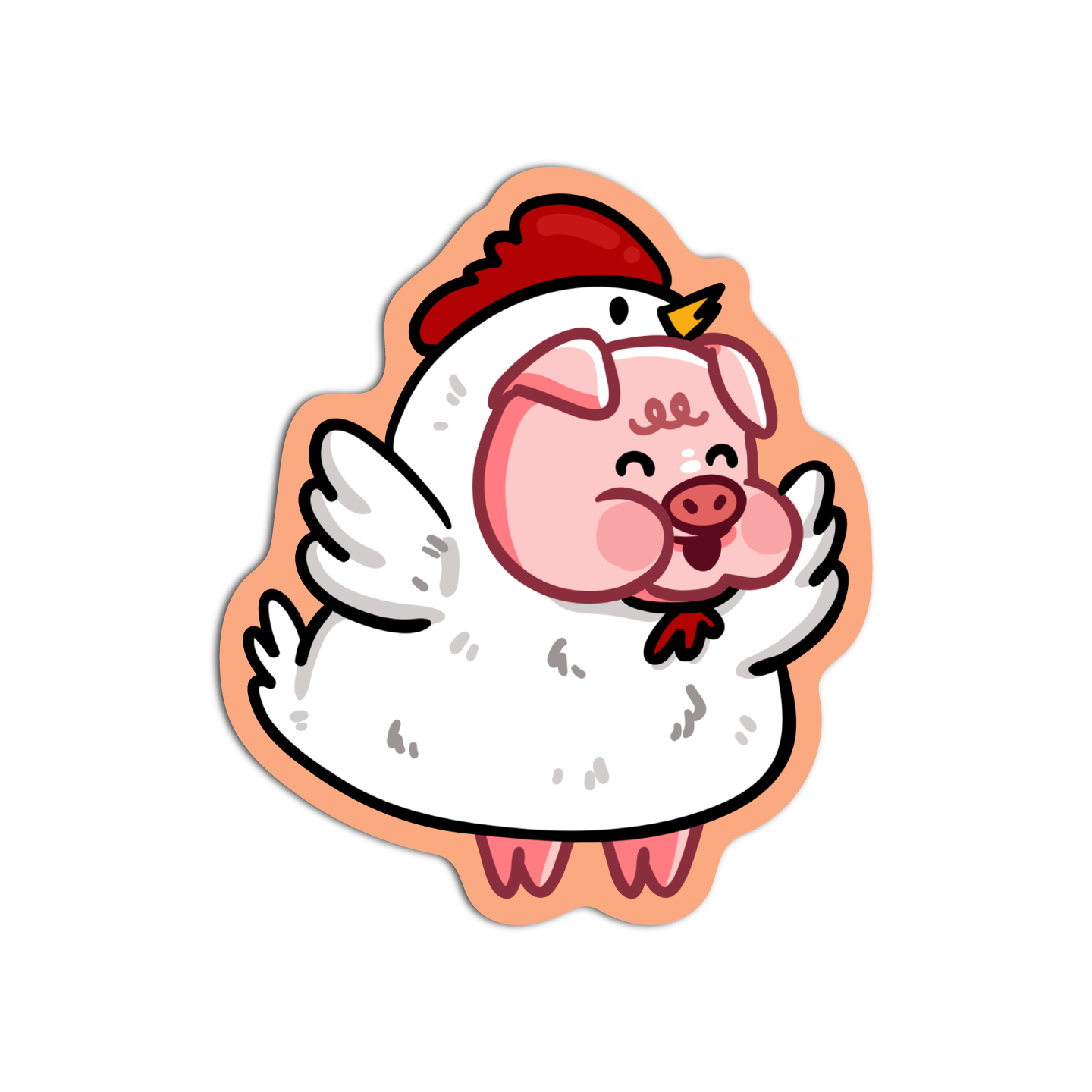 Cute Pig in a chicken mascot Sticker