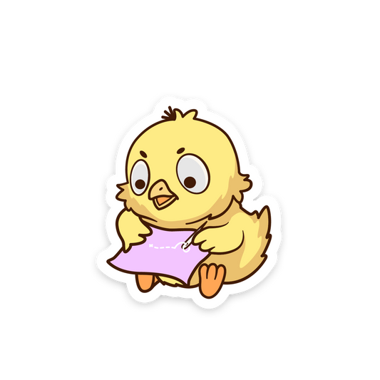Baby Chick Learning to Stitch - Sewing Animals Sticker