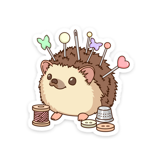 Hedgehog Pincushion - Sewing Animals Sticker