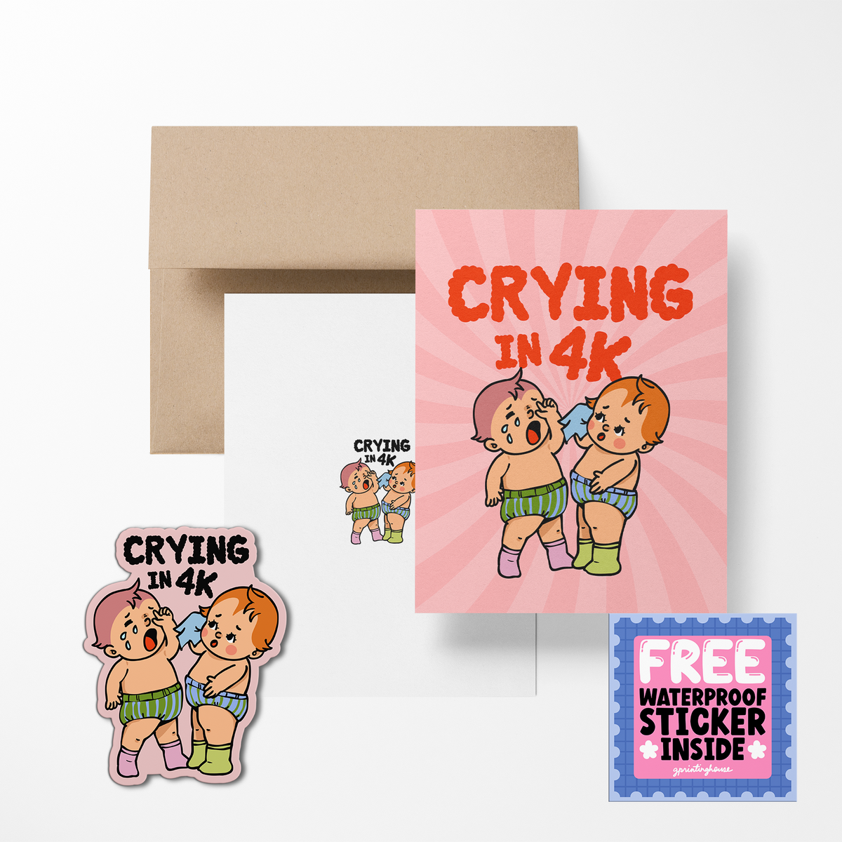Crying in 4K Heartbreak Greeting Cards