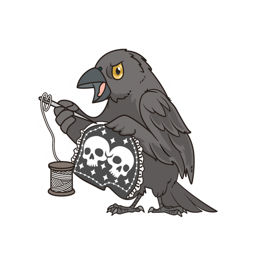 Gothic Crow Stitcher - Sewing Animals Sticker