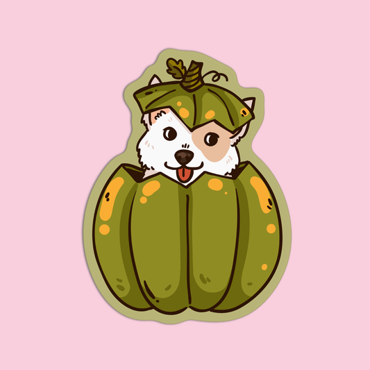 Dog inside a Pumpkin Thanksgiving Sticker