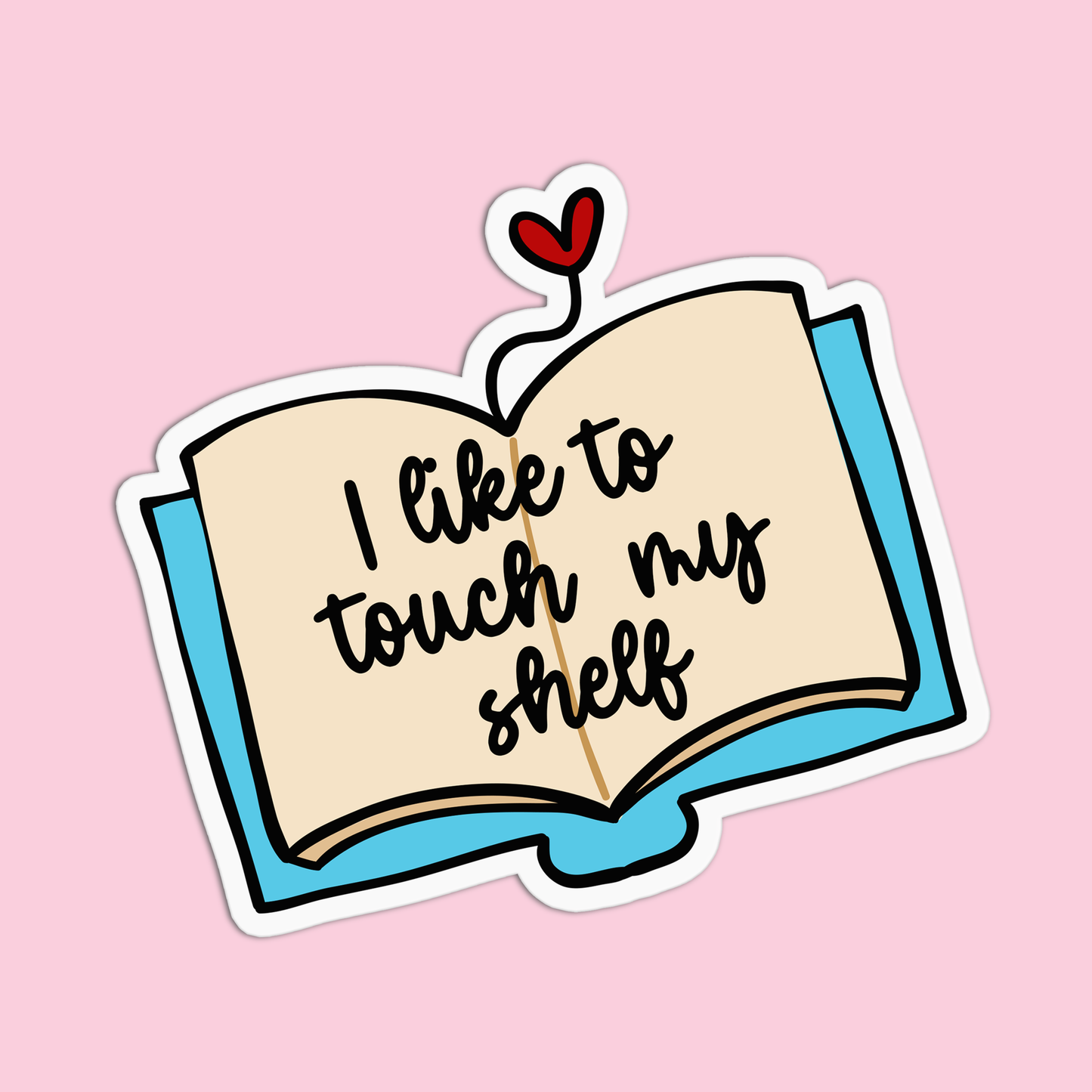 I like to touch my shelf Book Sticker