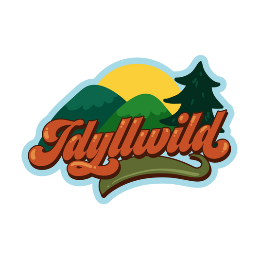 Logo with 'Idyllwild' text and mountain and tree design on a white background