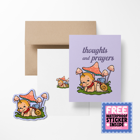 Thoughts and Prayers Sympathy Mushroom Greeting Card