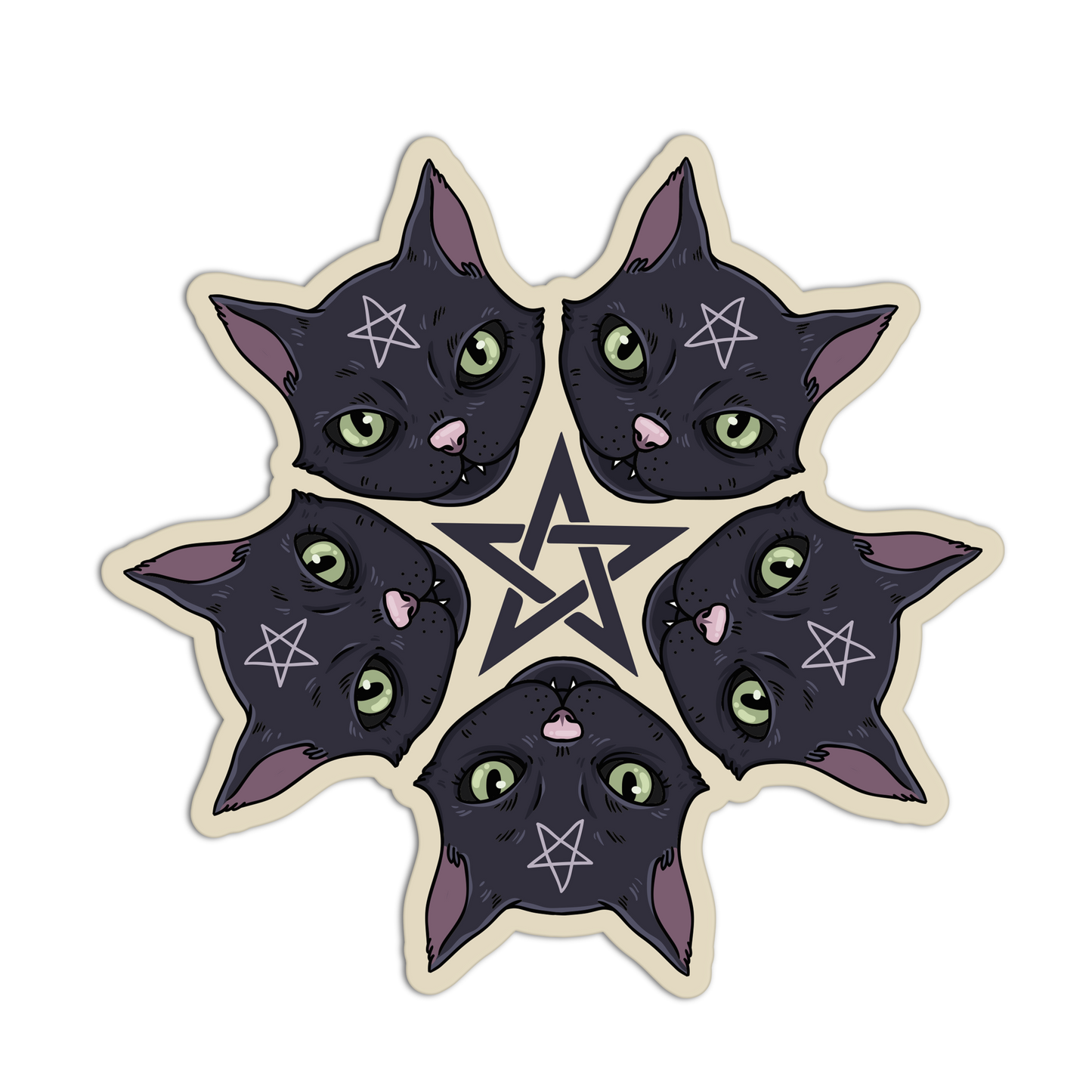 Pentagram Purr-cle Witch Craft Sticker