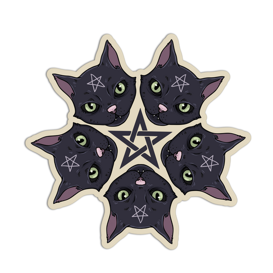 Pentagram Purr-cle Witch Craft Sticker