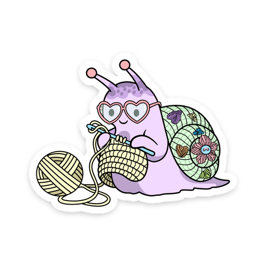 Heart Eyed Snail Crochet - Sewing Animals Sticker