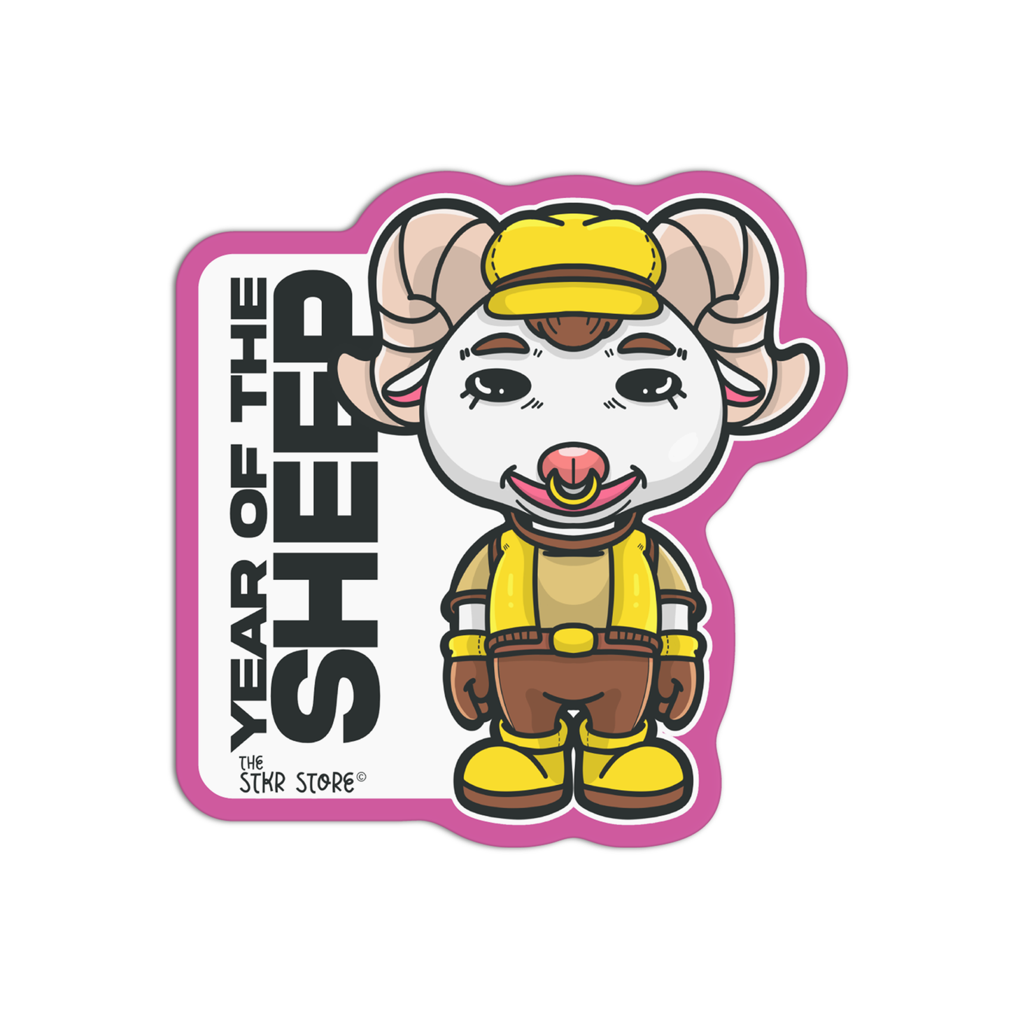 Year of the Sheep Zodiac Cyber Punk Sticker