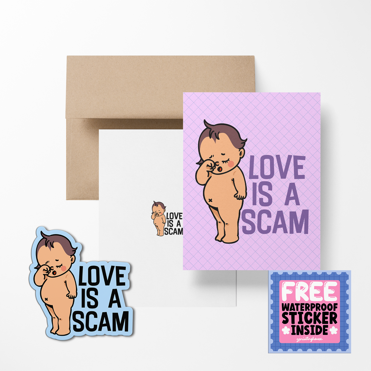 Love is a Scam Heartbreak Greeting Cards
