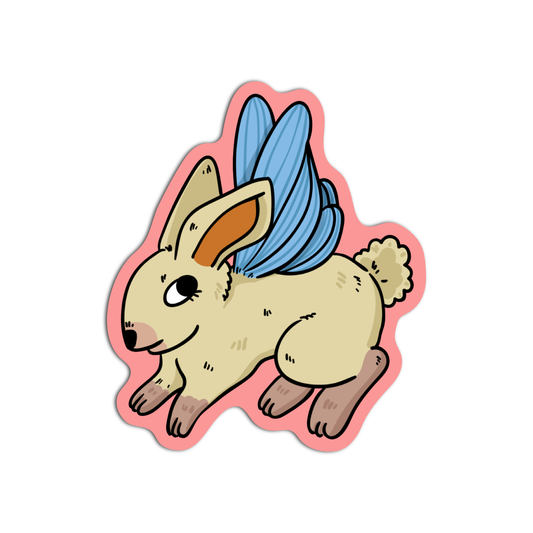 White Rabbit with butterfly wings Cute Fairy Core Sticker