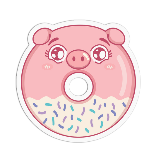 Blush Pink Pig Animal Donut Sticker