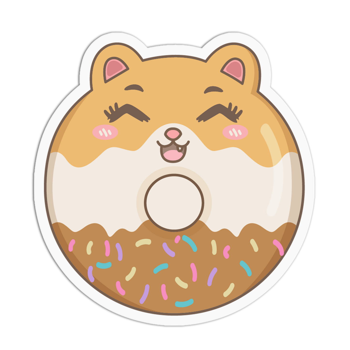 Happy Orange Hamster Animal Donut Sticker