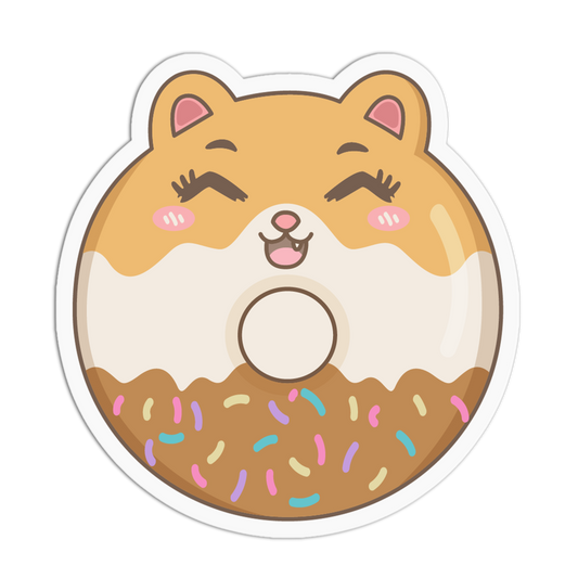 Happy Orange Hamster Animal Donut Sticker