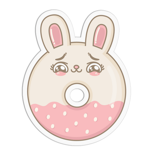 Sad Long Crying Bunny Animal Donut Sticker