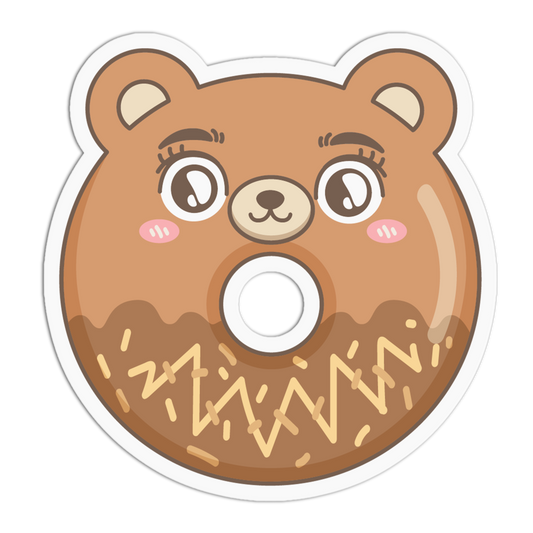 Sweet Brown Bear Animal Donut Sticker