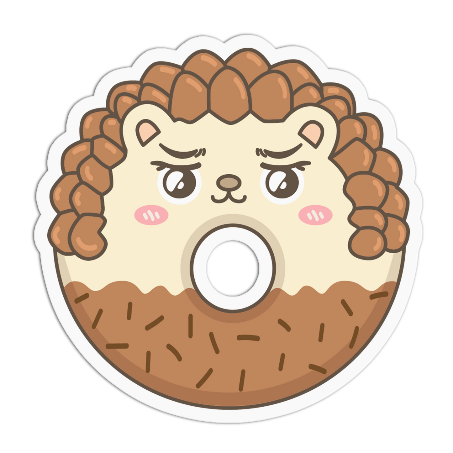 Grumpy Spiky Hedgehog Animal Donut Sticker