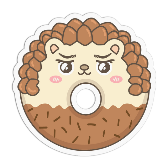 Grumpy Spiky Hedgehog Animal Donut Sticker