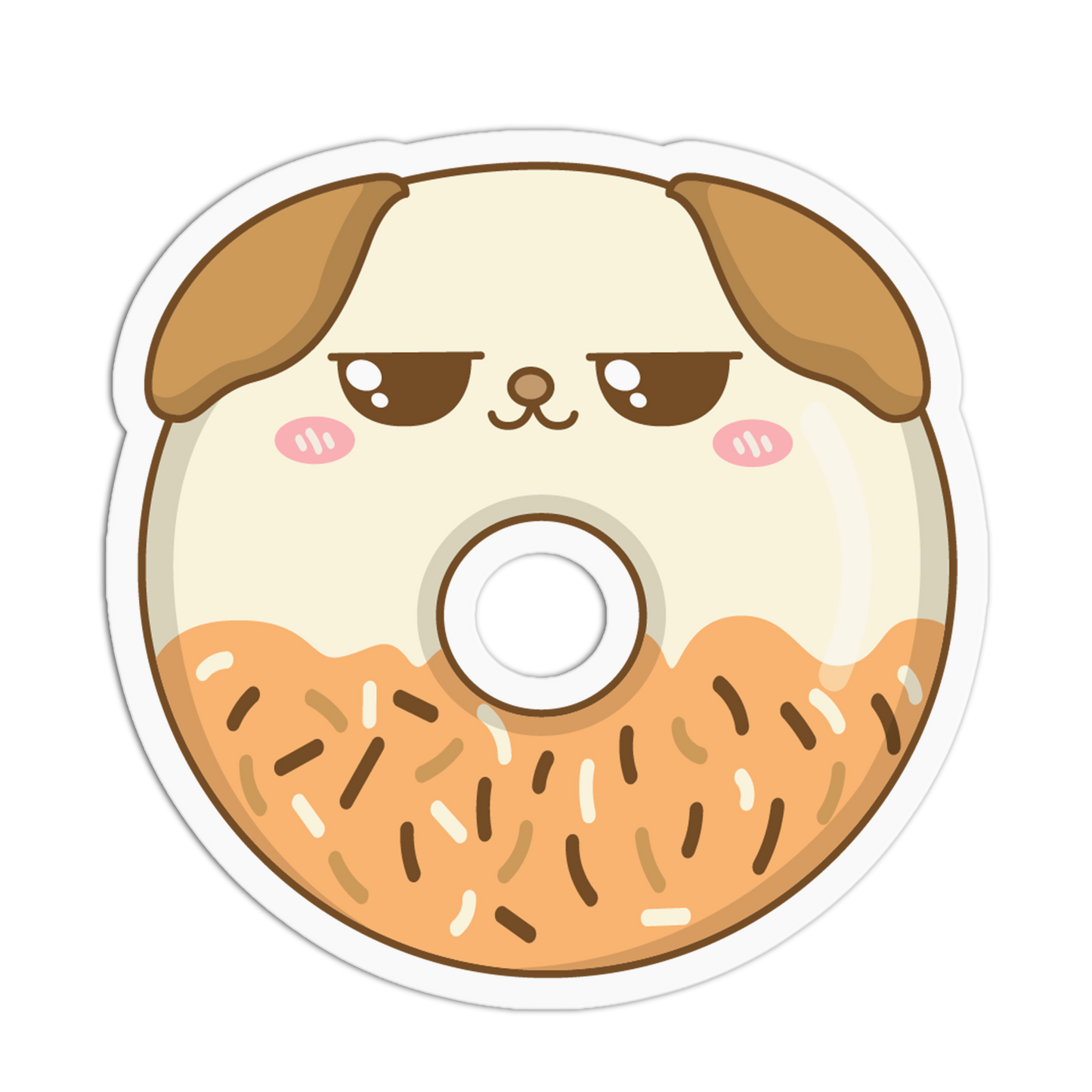 Bored Tan Dog Animal Donut Sticker