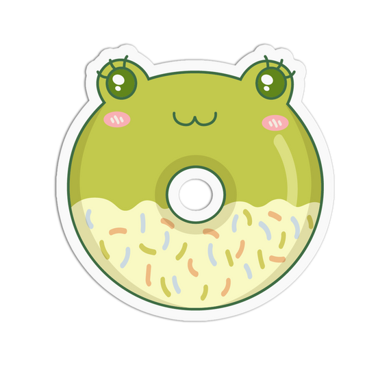 Happy Green Frog Animal Donut Sticker