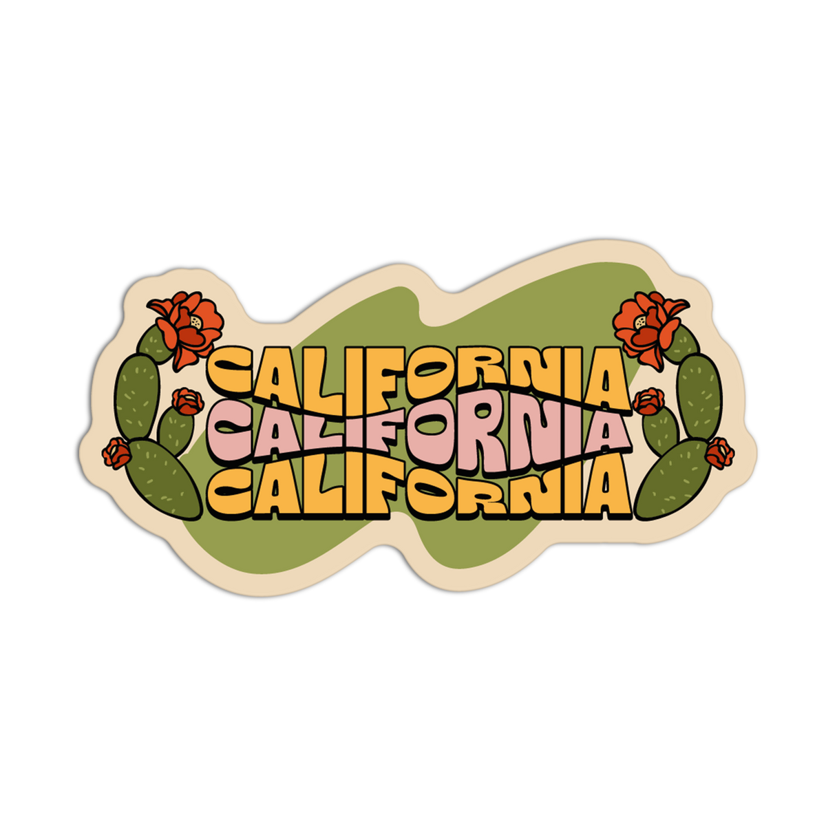 Blooming Cactus - California Cowboy Vibe Sticker