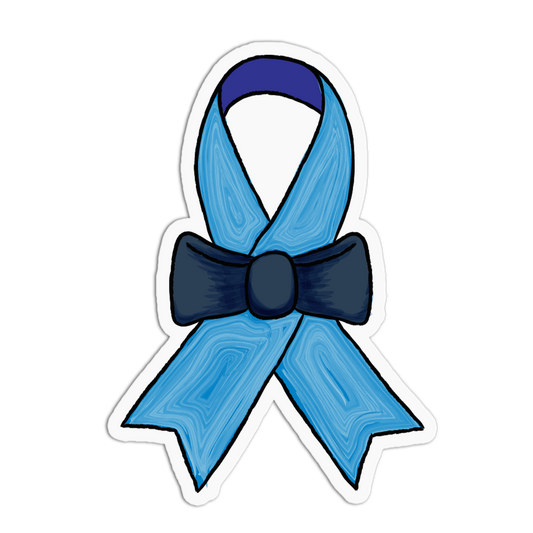Blue Ribbon Bow tie Cancer Awareness Sticker