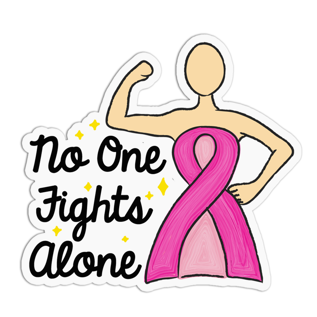 Fighter Silhouette Cancer Awareness Sticker