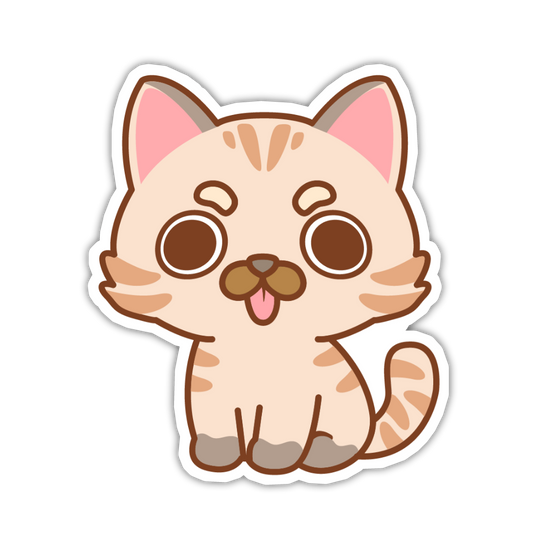 Happy Latte Tabby Cute Cat Stickers