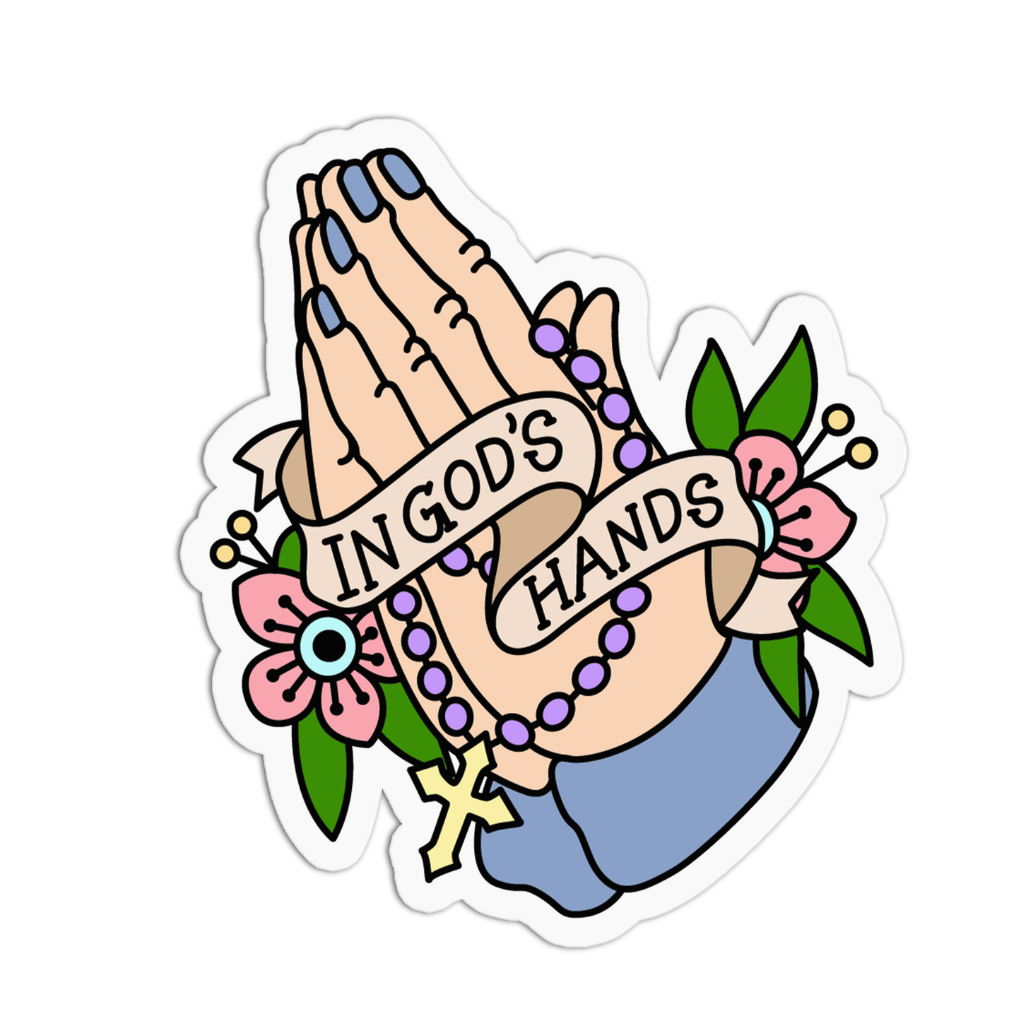 Praying Hands Rosary Cholos And Cholas Sticker