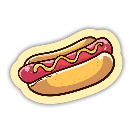Illustration of a hot dog with mustard on a white background