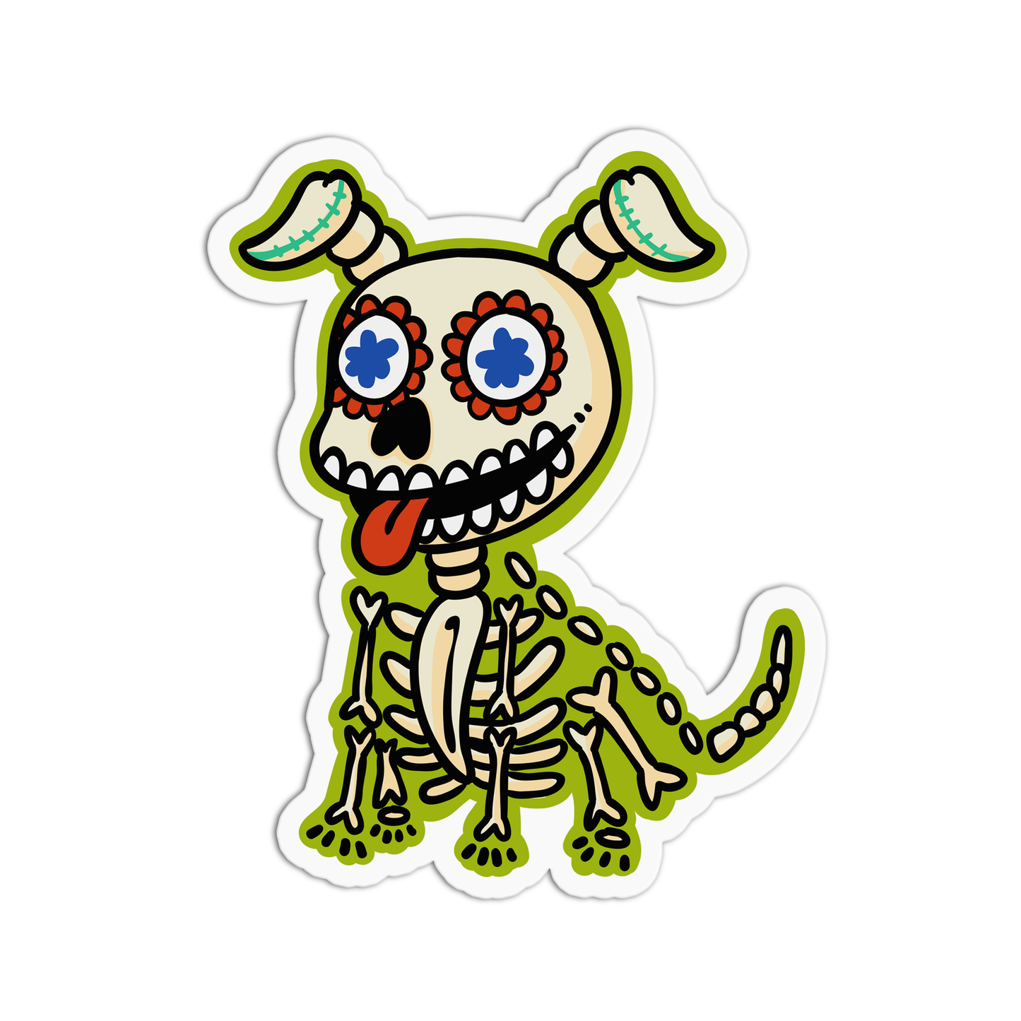 Skeleton Dog Day Of the Dead Halloween Sticker