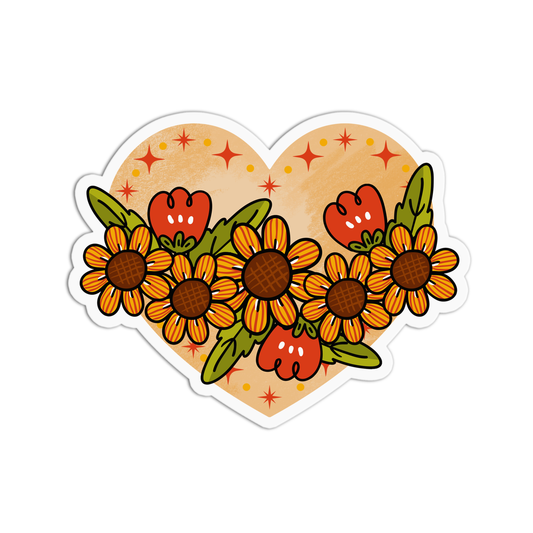 Heart with Flowers Day Of the Dead Halloween Sticker