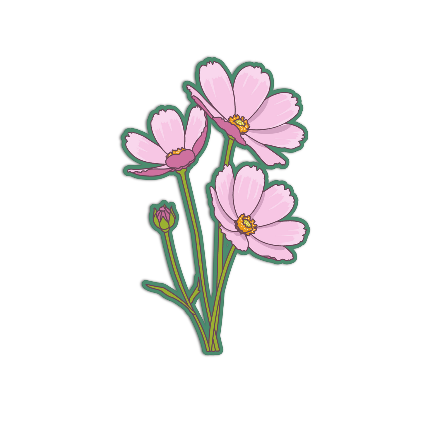 Pink Cosmos Flowers - Flower Series Sticker