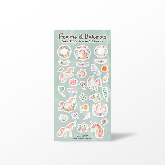 Flowers & Unicorn Sticker Sheet