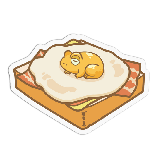 Illustration of a hamster on a fried egg on toast with a white background