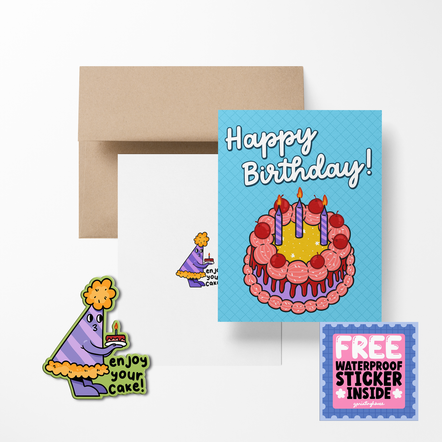 Happy Birthday Greeting Card with Stickers