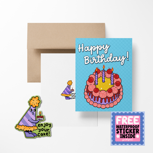 Happy Birthday Greeting Card with Stickers