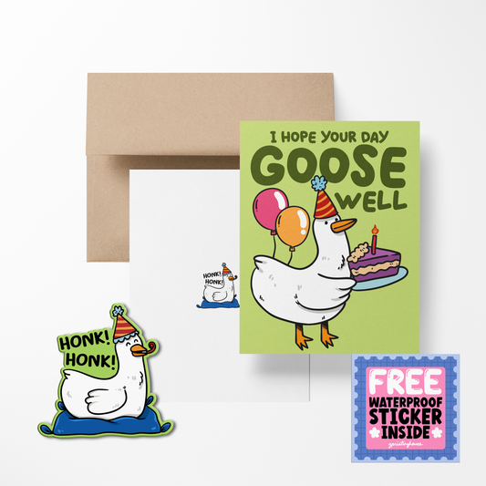 I hope your day Goose Well Cute Greeting Card with Stickers