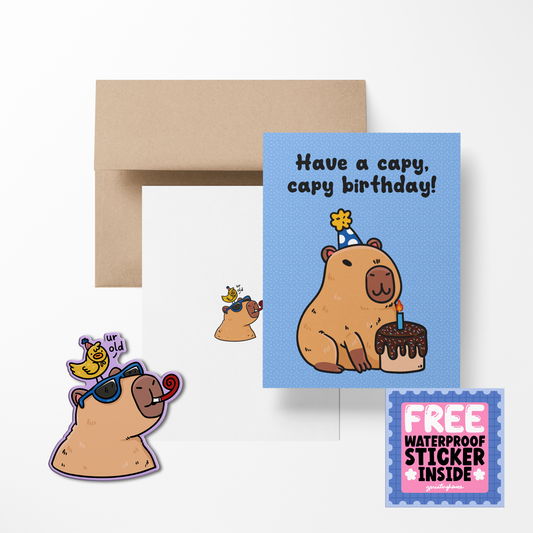 Have a capy, capy Birthday Cute Greeting Card with Stickers